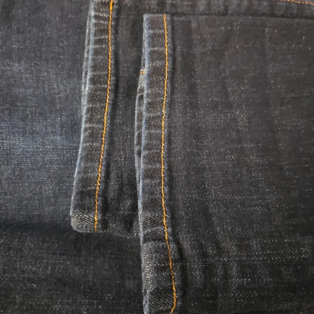 New CAbi Dark Blue High Straight Women's Jeans Size 12 32 5 Pkt Soft Denim - Picture 6 of 7